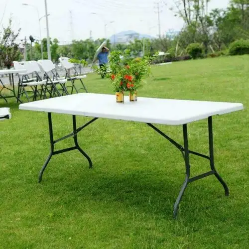6' Portable Plastic In/Outdoor Picnic Party Camping Dining Folding Bench Off-wh 