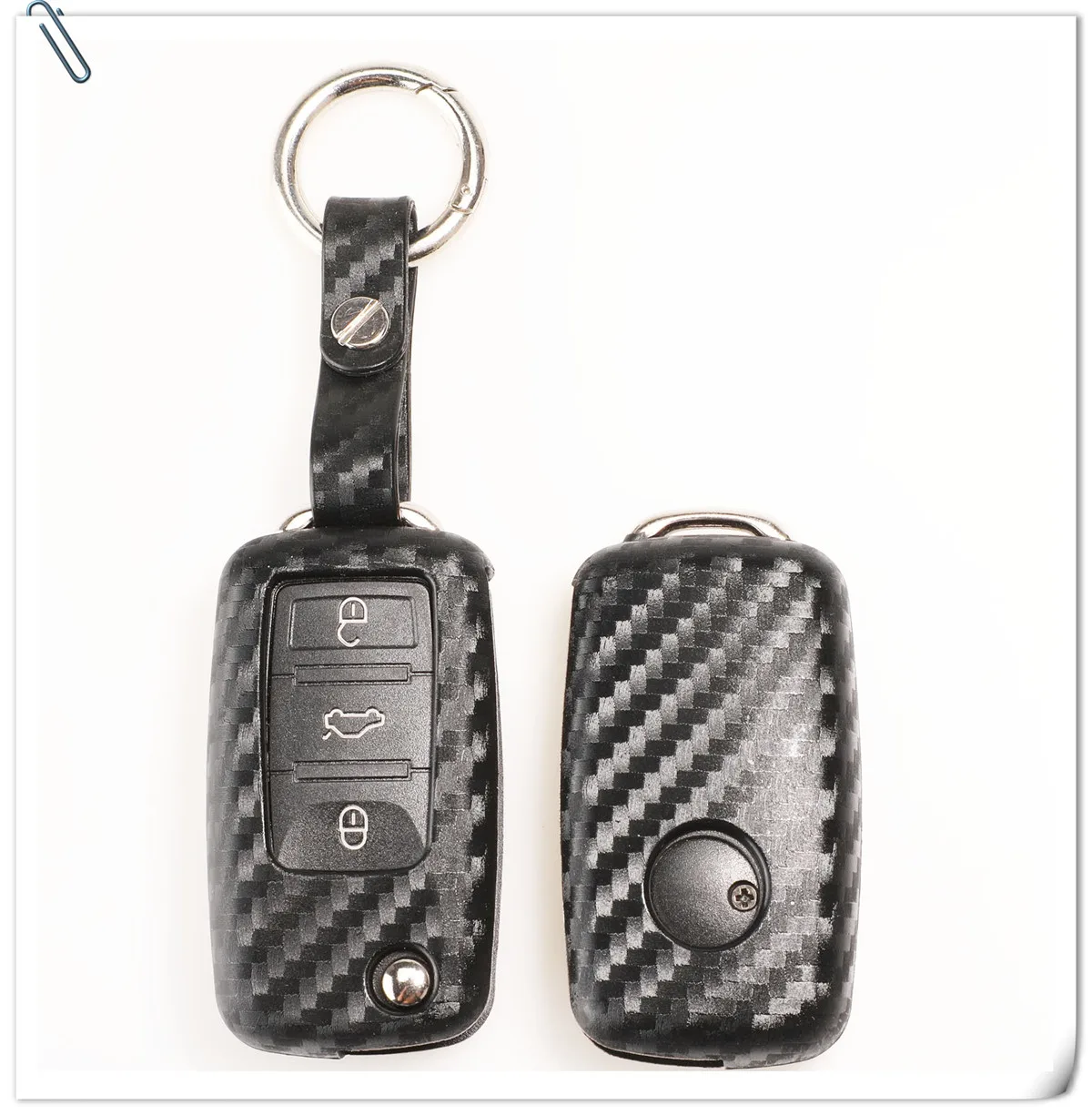 Keyforkess Car Styling custodia a conchiglia chiave automatica per Volkswagen Polo Tiguan VW Passat Skoda Cover Car Styling accessori in fibra di carbonio - H20da81df4c984560a02ed2eff8c34ffcz