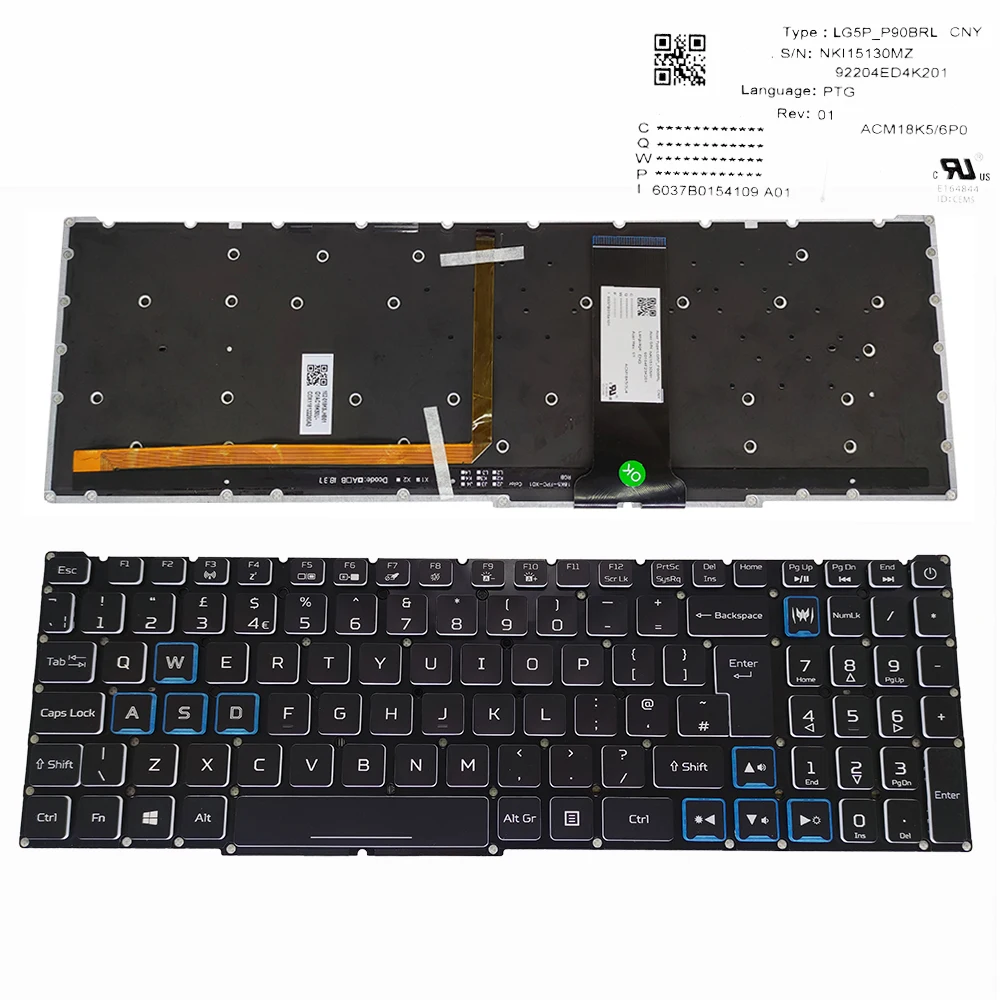 Novo reino unido da ue rgb teclado