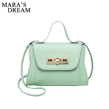 

Mara's Dream 2019 New Solid Color Fashion Small Bag Simple Handbag Shoulder Slung Portable Leisure Bag Lock Small Square Bag
