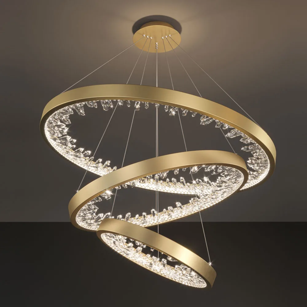 Moderner Kronleuchter mit LED-Kristall ring, Kristall lampe, Decken  leuchter, LED-Lampen ring, dimmbare Lampe mit Fernbedienung - AliExpress