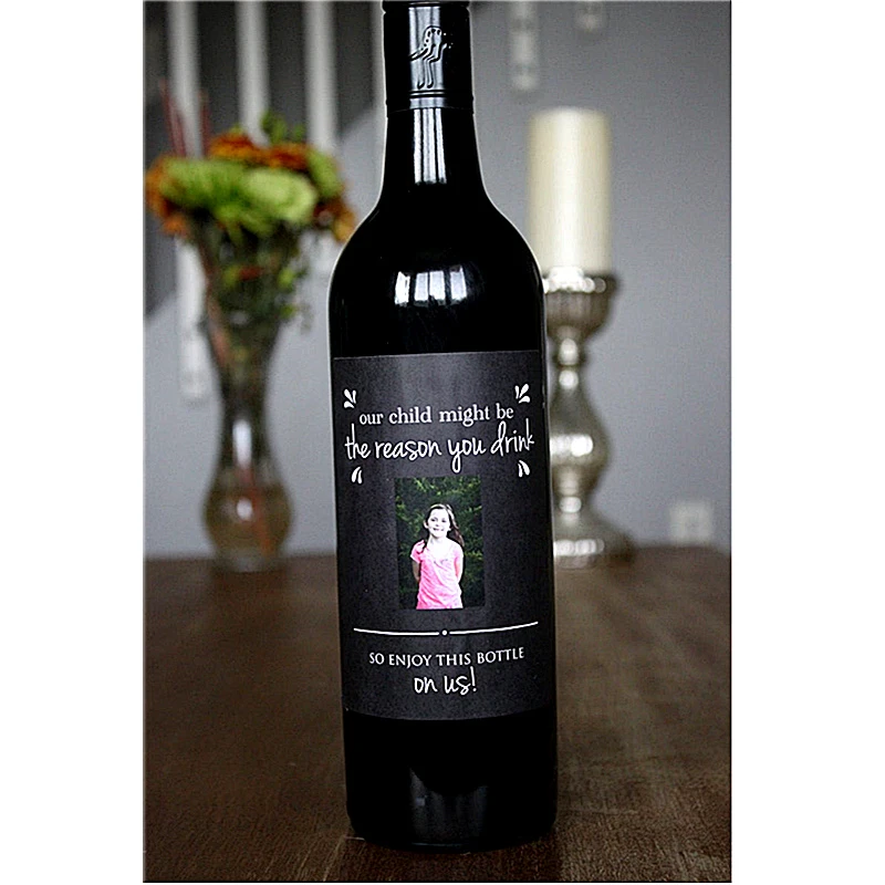 Custom Photo Children's Growth Wine Bottle Label,Personalized Drink Wine Funny Reason,Enjoy The Happiness,Teacher Appreciation