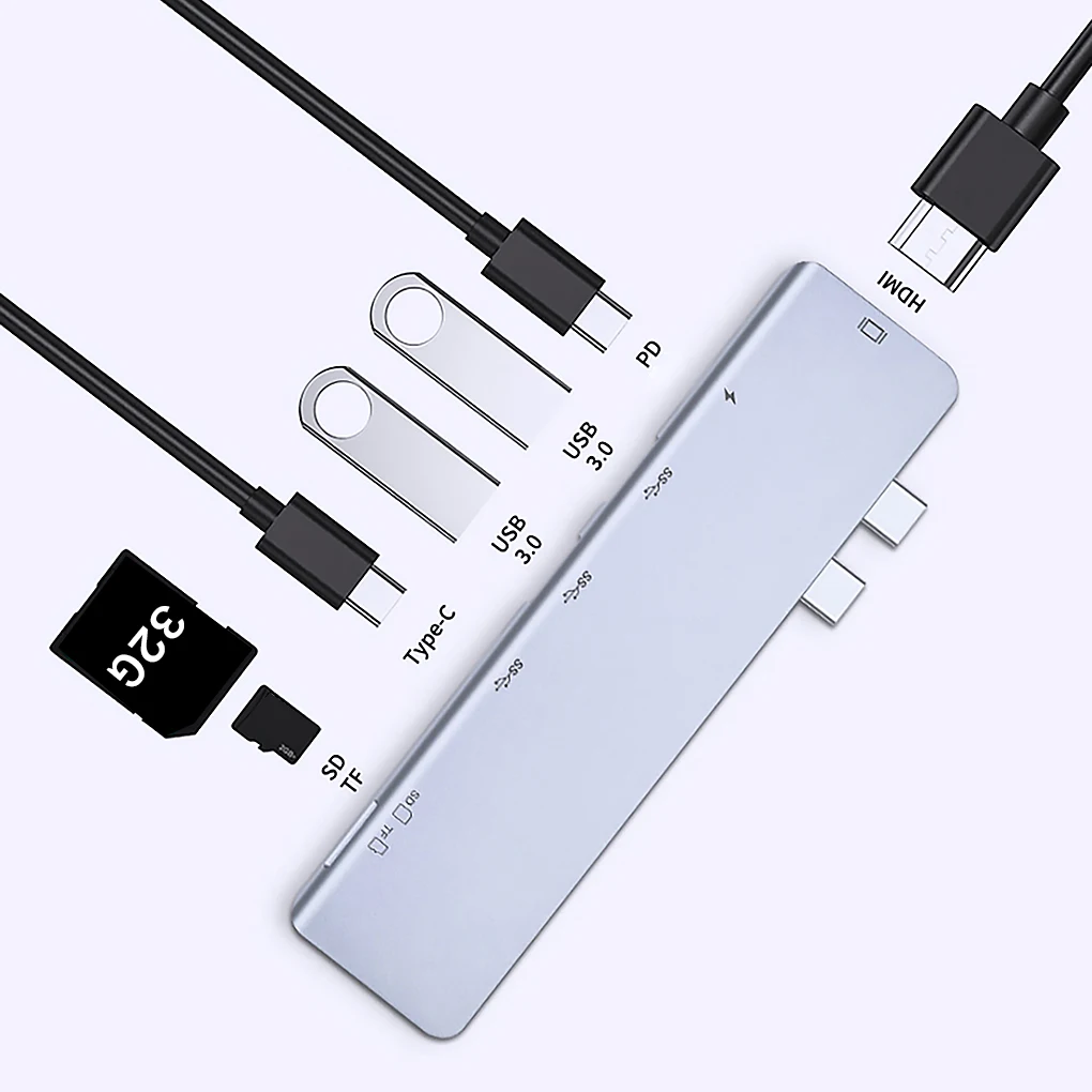 

7-in-1 Type-c Hub HD Card Reader 4K resolution Video Adapter Aluminum Alloy USB-C Converter