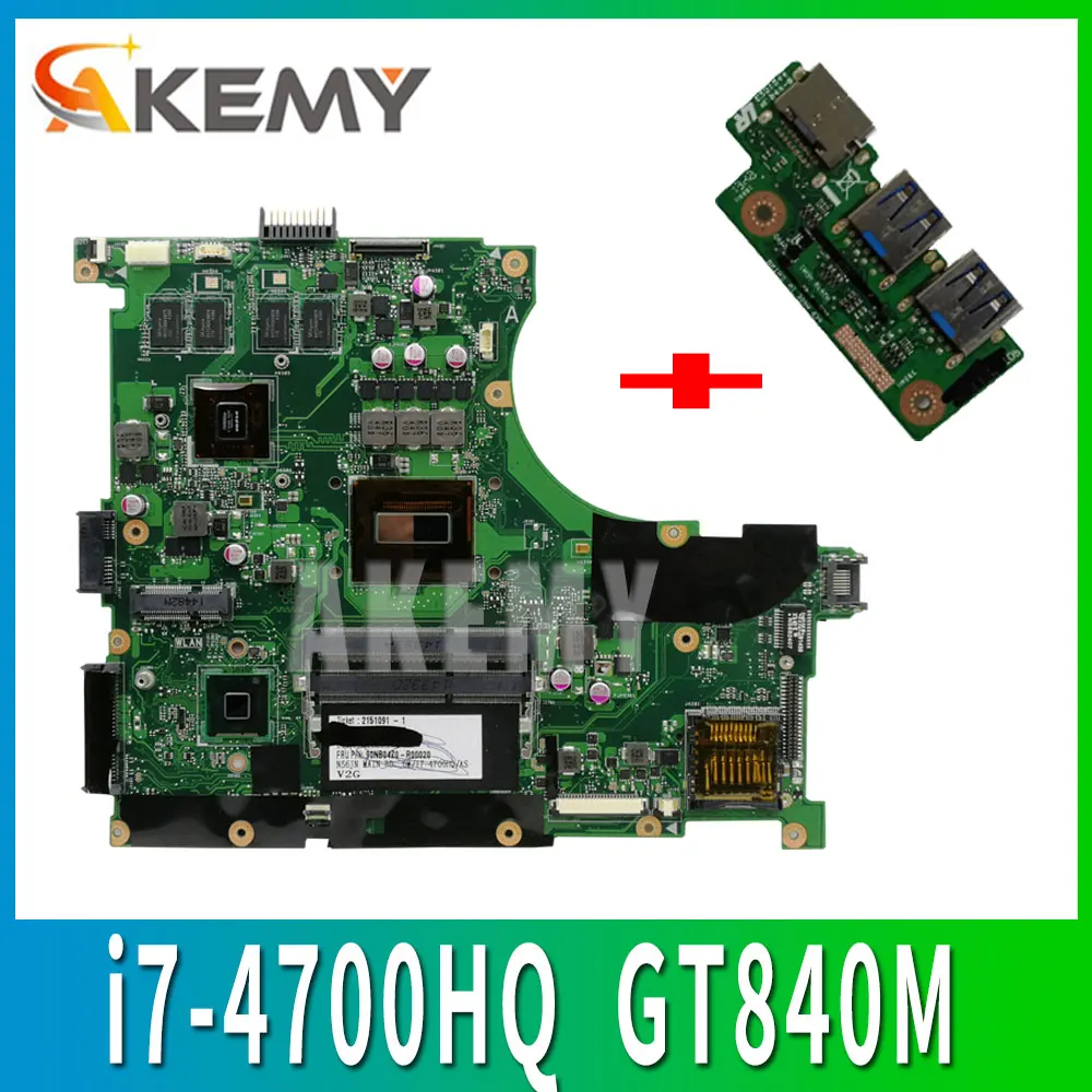 Отправить плату + N56JN REV 2 0 материнская плата i7-4700HQ CPU GT840M для ASUS N56J G56JN Материнская
