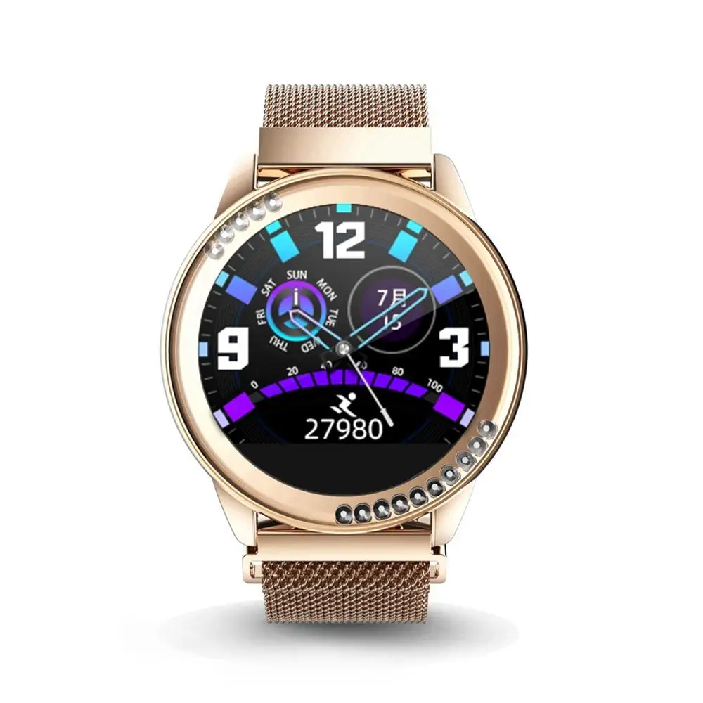Femperna Smart Watch Women Waterproof Heart Rate Blood Pressure Monitor Smart Watches Women Ladies Christmas Gift Bracelet - Цвет: Золотой