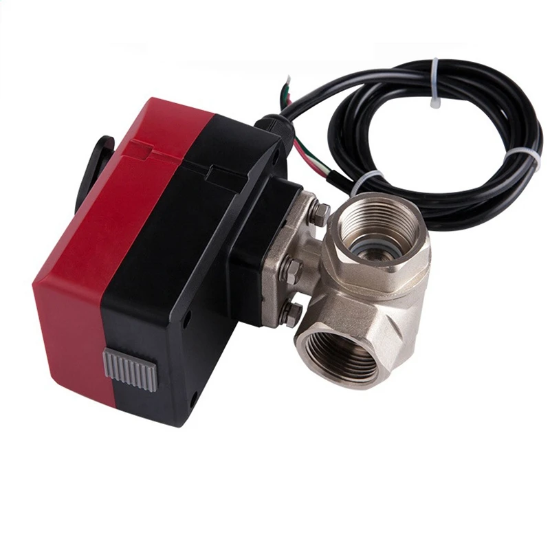 Микро-Трехходовой Электрический шаровой клапан L-Тип DN32 AC220V трехпроводной двух-Управление ручной-Встроенный электрический клапан