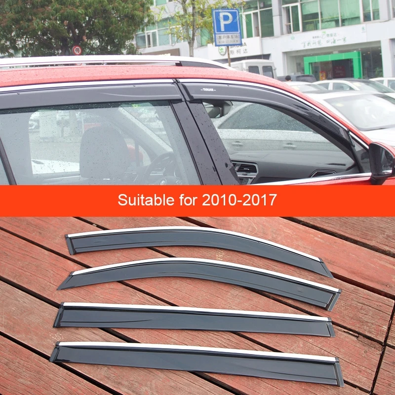 10-17 4pcs Для Tiguan второго поколения- оконный козырек для двери дождь бровь Дождь Ветер Дефлектор Защита от солнца дождь козырек покрытие для автомобиля стиль - Цвет: 10-17 4pcs