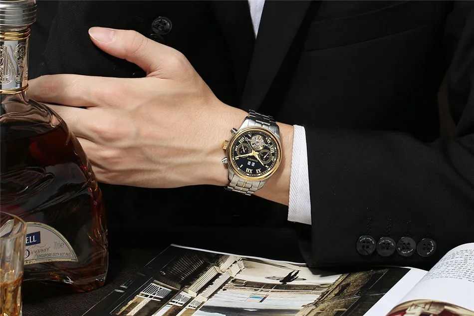 GUANQIN автоматические механические часы класса люкс Tourbillon Relogio Masculino водонепроницаемые мужские спортивные часы наручные часы для плавания