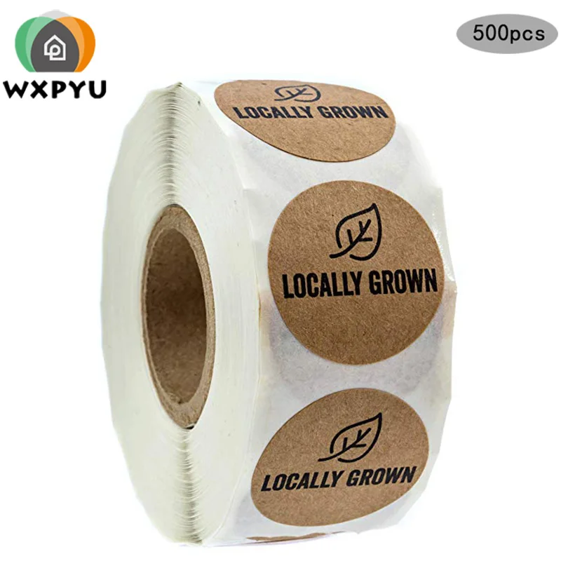 

1" inch Round Natural Kraft "Locally Grown" Stickers Grown Local Labels sticker for vegetables shop Scrapbooking Decorative tags