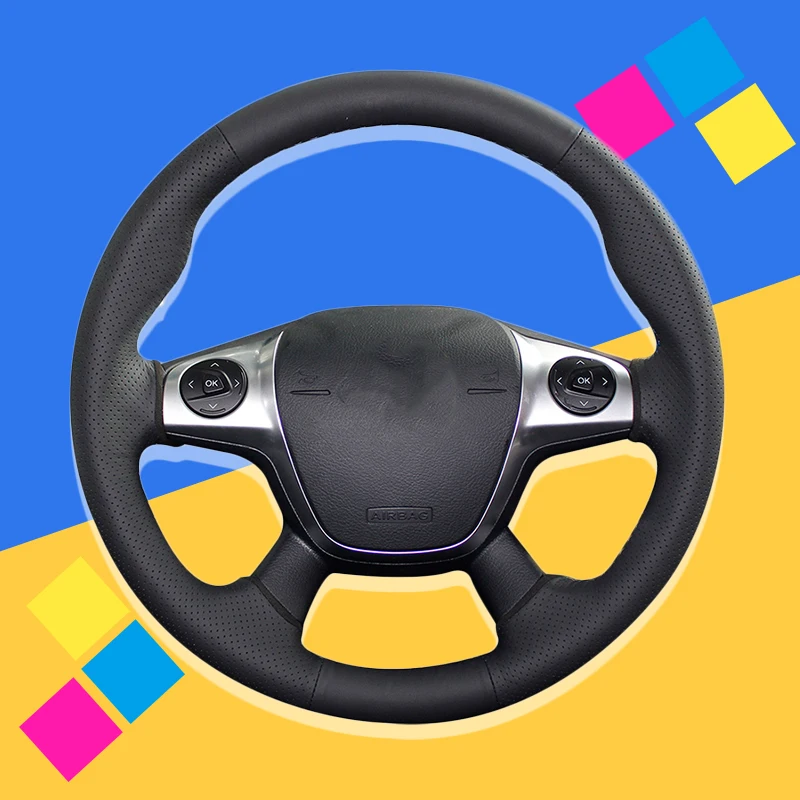 Автомобильная оплетка на руль для Ford Focus 3 2012-2014 KUGA Escape 2013-2016 C-MAX 2011-2018 Прошитые