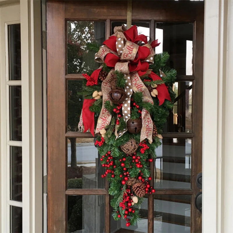 Christmas Tree Wreath Artificial Vine Garland 60cm Pine Cone Rattan ...