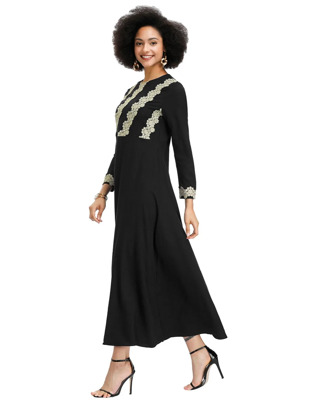 Fadzeco Новое Африканское платье Femme модный халат с золотой кружевной аппликацией платье с этническим принтом Макси платье африканская Дашики