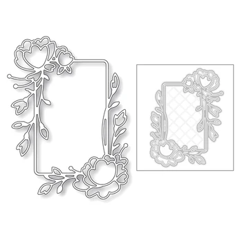 

2020 New Rectangle Frame Edge Peony Flower Embossing Metal Cutting Dies For DIY Scrapbooking Album Greeting Card Making No Stamp