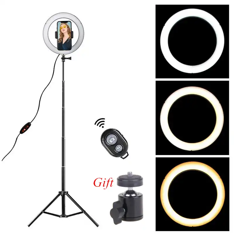 anillo de luz led regulable para camara de 9 pulgadas soporte de tripode para telefono movil para youtube fotografia para estudio de video y