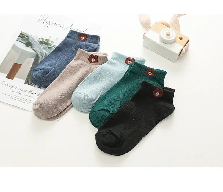 LJIQQ/1 пара женских носков; коллекция года; сезон весна-лето; хлопковые цветные модные женские носки с милым рисунком и вышивкой для девочек; корейский стиль