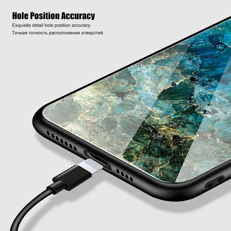 Градиентный чехол для телефона из закаленного стекла для OnePlus 7 Pro One Plus 7 Pro Ультра тонкий роскошный силиконовый бампер для Oneplus 7 1+ 7