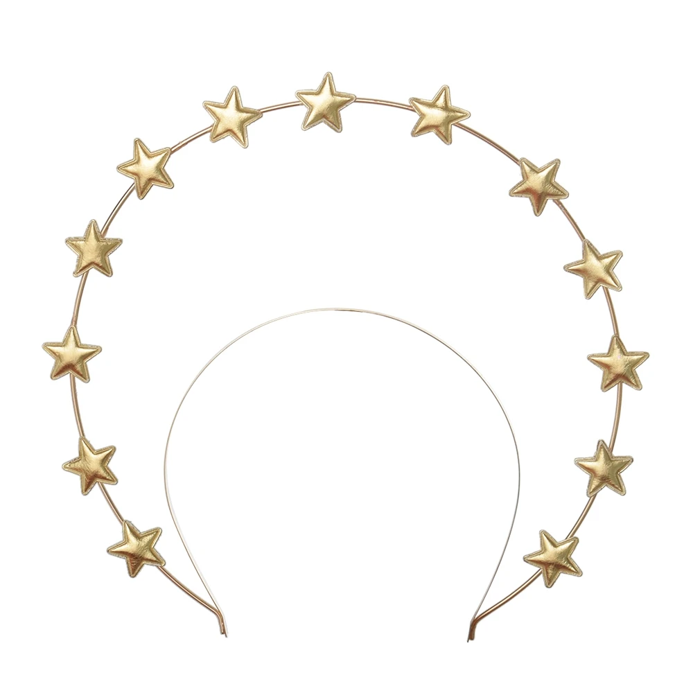 golden Золотой головной убор с короной из ореола и святых звезд - Цвет: golden