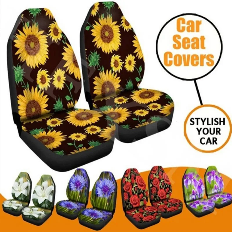 OHANEE 4 шт. Универсальный тканевый полный набор чехлов для автомобильных сидений защита для автомобильных сидений с цветочным принтом аксессуары для автостайлинга