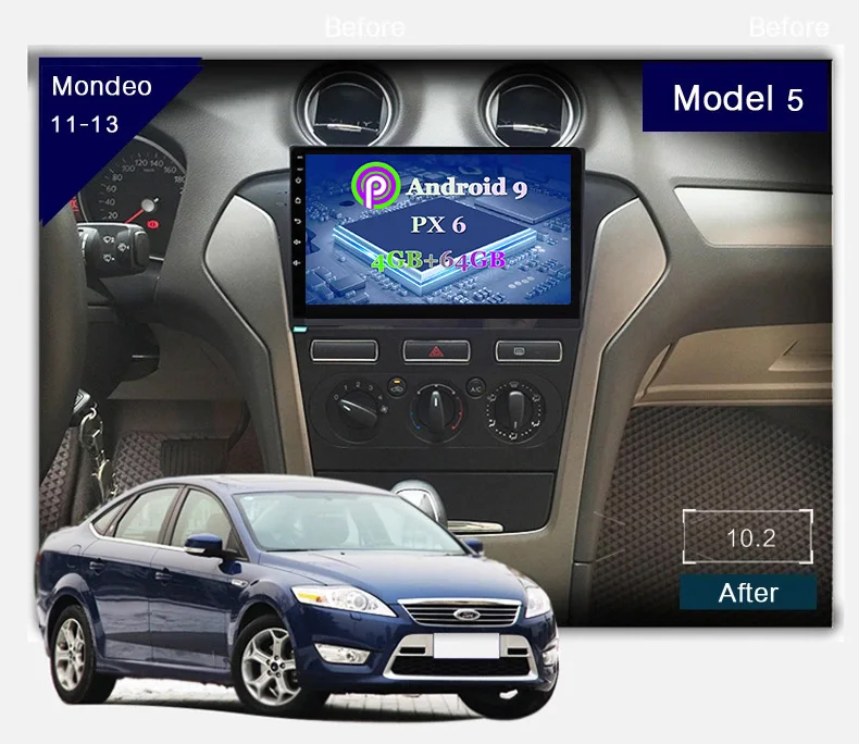 10 дюймов Android 9 0 4 + 64G Автомобильный навигатор мультимедийный плеер для Ford Mondeo 2011
