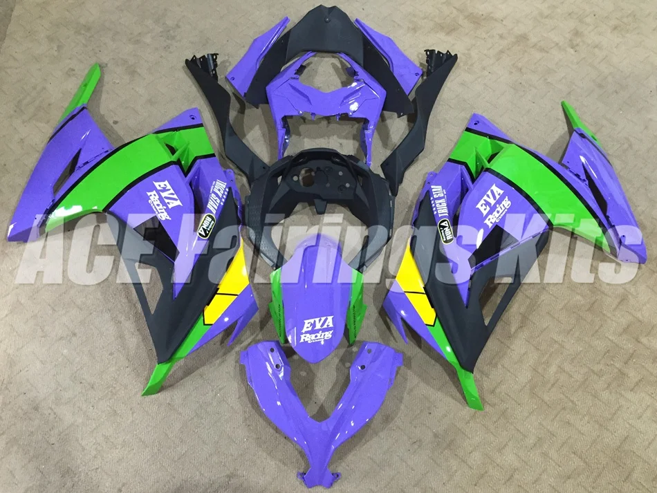 ABS обтекатель комплект для Kawasaki Ninja300 EX300 300R 2013, 13, 14, 15, 16, 17, Обтекатели на заказ фиолетового и зеленого цвета
