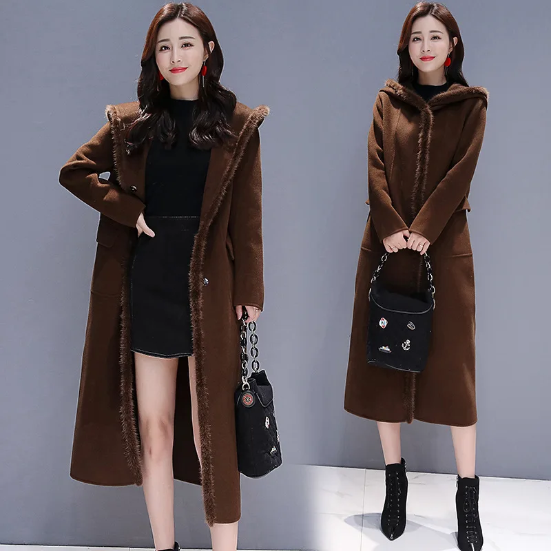 

Fashion Cotton Coat 2019 Winter Elegant WOMEN'S Dress Korean-style Loose-Fit Slimming over-the-Knee Long Hooded Cotton-padded Cl