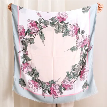 

2020 Luxury Brand Cotton Linen Scarf Women Flower Printing Shawl Soft Fashion Silk scarves All-match Headscarf chiffon hijab
