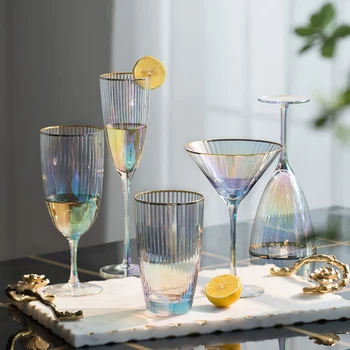 

Creative pearl glaze Phnom Penh Wine Glass vertical grain goblet champagne glasses whiskey glass dining bar drink glasses