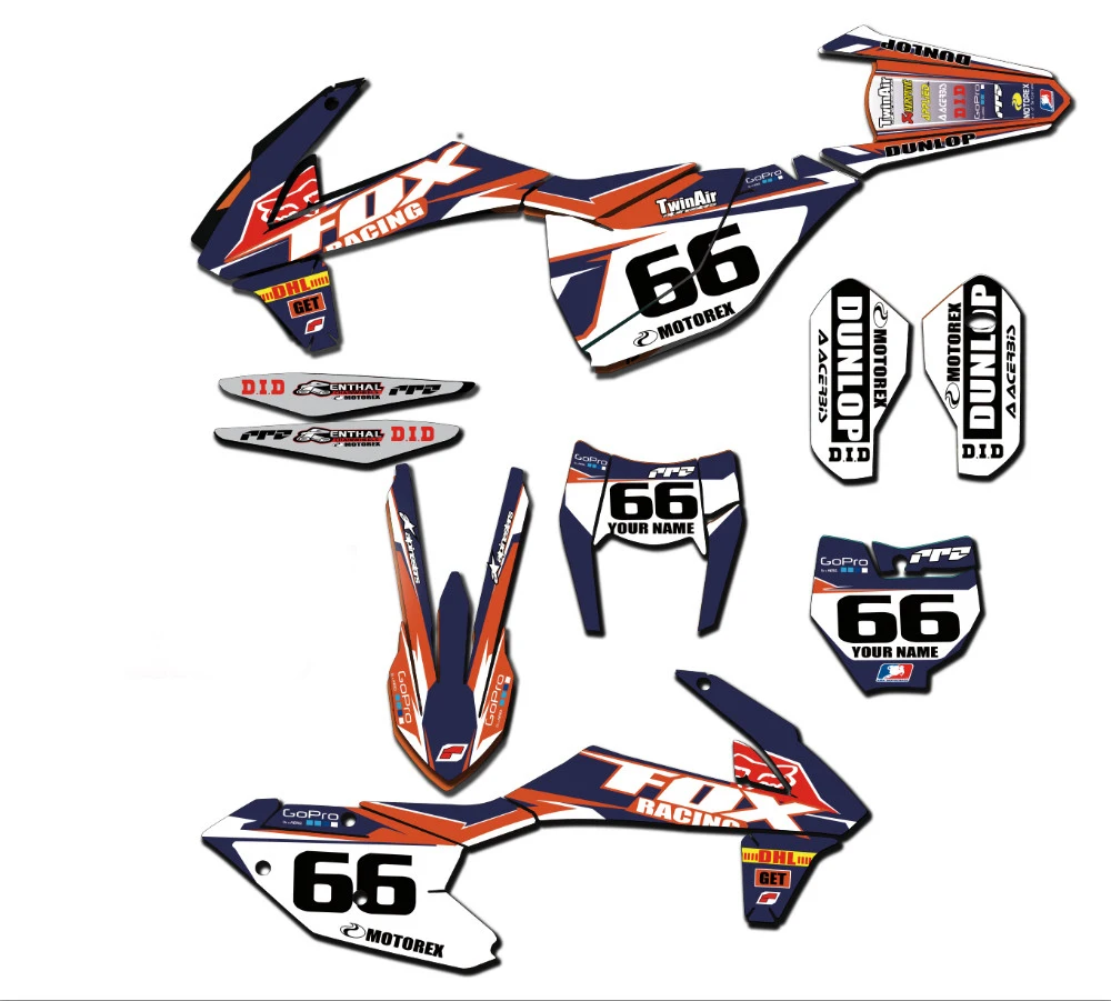 Мотокросс наклейки комплект для KTM XC EXC XCF SX SXF- 125 150 250 350 450 по индивидуальному заказу команда Графический обтекатель наклейка