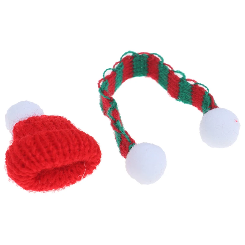 1:6 1:12 Dollhouse Miniature Christmas Hat Scarf Dollhouse Accessories Xmas E3R