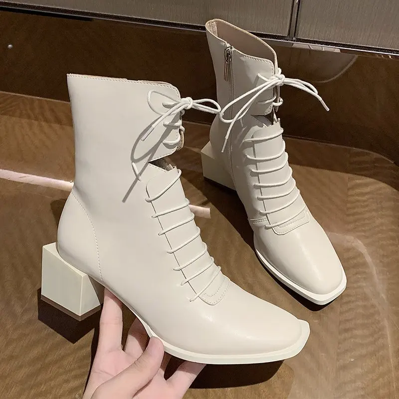 Size 35-40 2020 New Elegant Womens Boots Autumn Brand Design Solid PU Shoes for Woman Sexy Ladies High Heels Career Dress Pumps