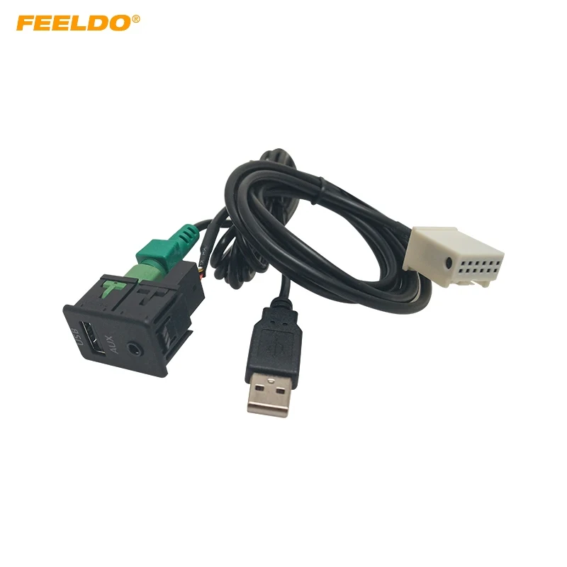 

Автомобильный аудио AUX USB переключатель FEELDO + проводной кабель-адаптер для BMW серий 3/5 E87 E90 E91 E92 X5 X6 AC516 AUX адаптер