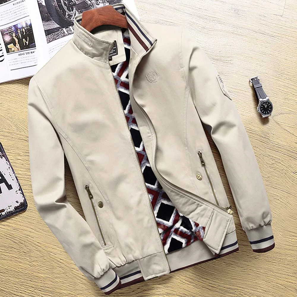 Light khaki Новые мужские куртки-бомберы повседневная мужская верхняя одежда флисовая Толстая теплая ветровка мужская Военная бейсбольная куртка одежда JK19083 - Цвет: Light khaki