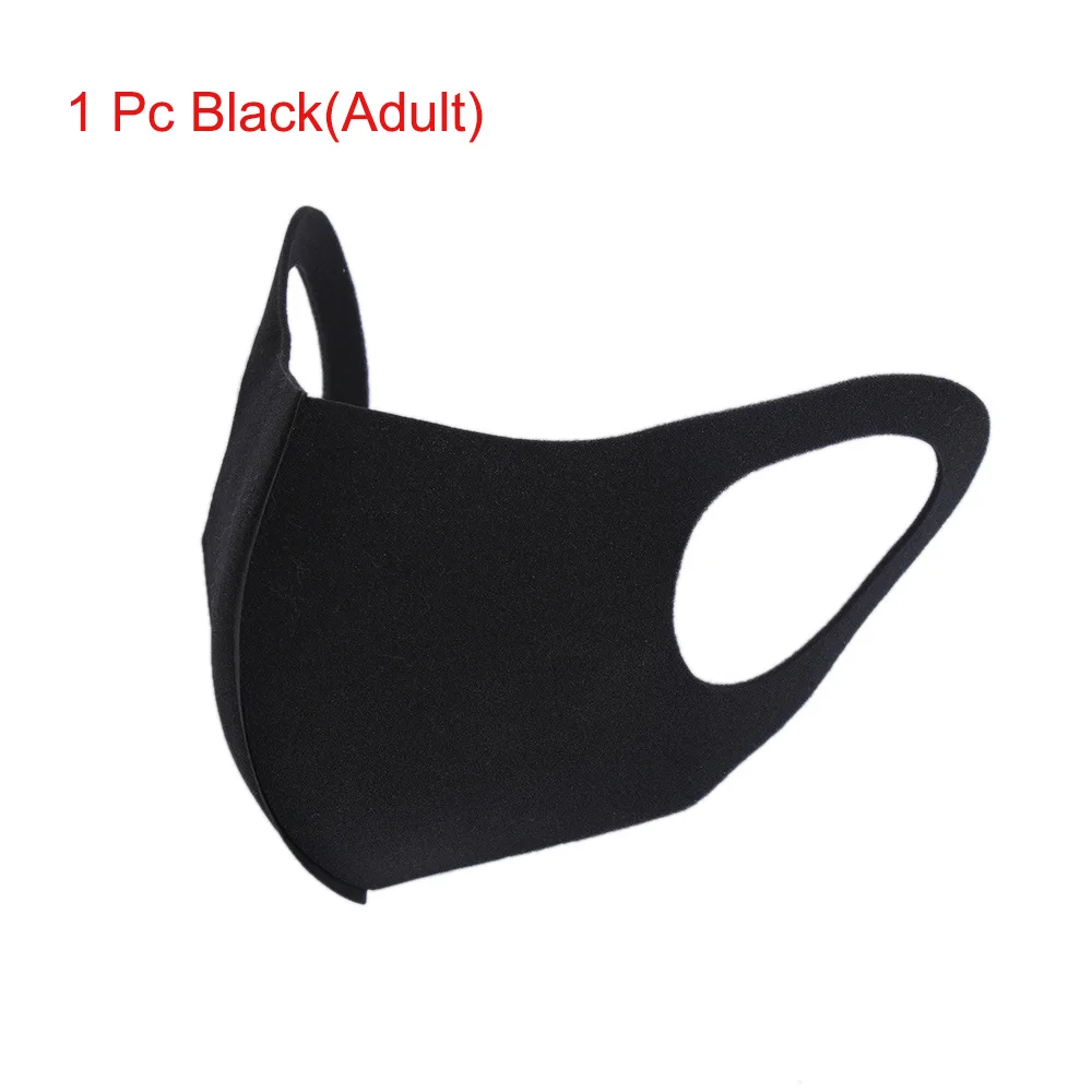 1 Pc Black(Adult) Лидер продаж, 3 шт./лот, противопылезащитная маска для лица и рта, PM2.5, респиратор, пылезащитный, антибактериальный, моющийся, многоразовые удобные маски - Цвет: 1 Pc Black(Adult)