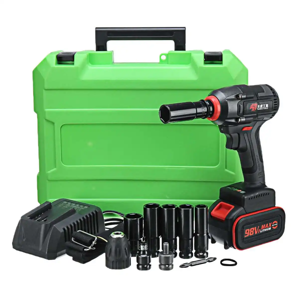 1Set 98V 16800mAh Cordless High Torque Lithium-Ion Brushless motor Electric Impact Wrench 360 N.m Torque 2500r/min - Цвет: one battery