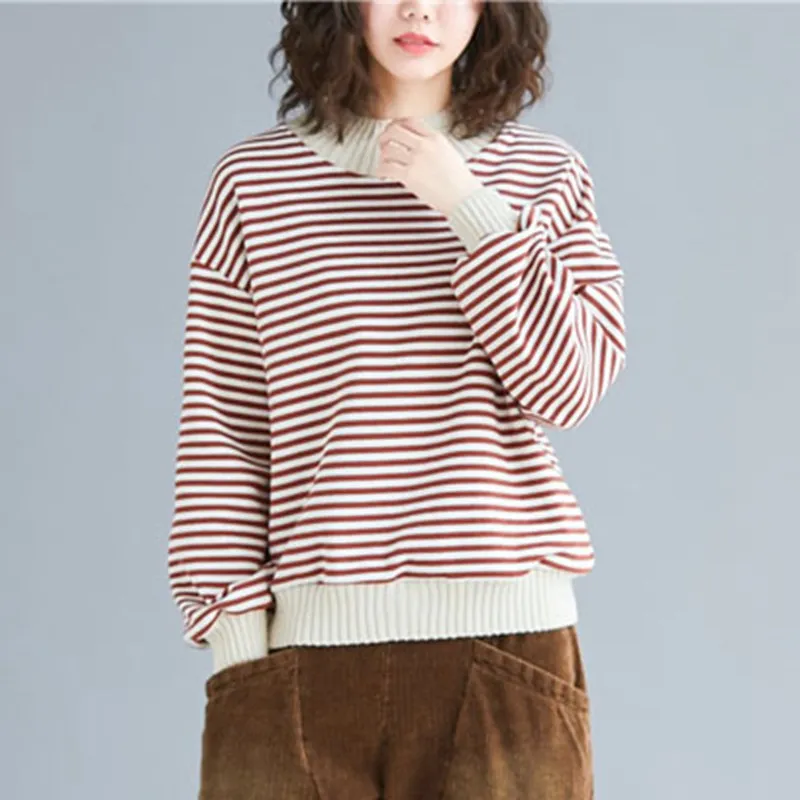 

Mferlier Oversized Womens Sweater Turtleneck Long Sleeve Loose Slim Stripe Pattern All Match Winter Ladies 3XL Knitted Sweater