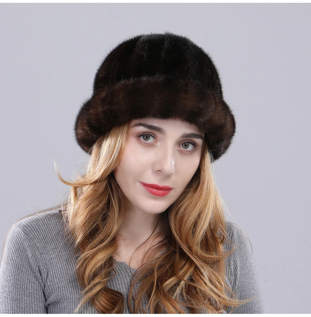 Горячая Зимняя натуральная норковая меховая шапка женская теплая настоящая норковая шапка s Женская Высококачественная натуральная норка меховая шапка