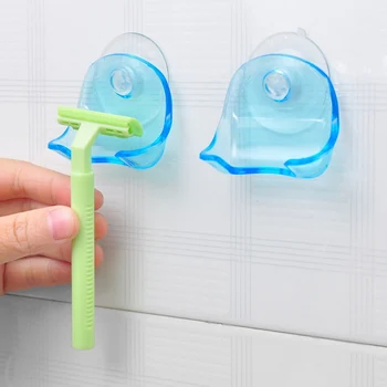 

1piece Clear Blue Plastic Super Suction Cup Razor Rack Bathroom Razor Holder Suction Shaver Storage Rack Promotion organizer