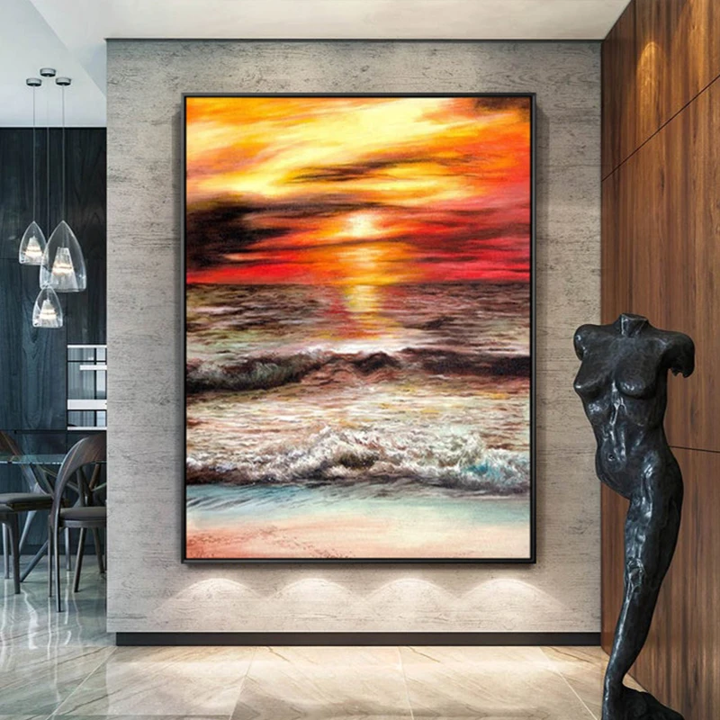 

100% Hand Painted Abstract seaview Oil Painting On Canvas Wall Art Frameless Picture Decoration For Live Room Home Decor Gift