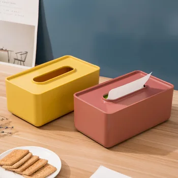 

Living Room Creative Tissue Box Cover Paper Nordic Solid Color Extraction Wipes Box Kitchen Tissue Holder Desktop Decor FH114