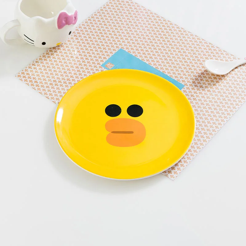 Yellow Симпатичная тарелка с героями мультфильмов, простая модная тарелка, тарелка для салата, Фруктовая тарелка, детская посуда, детская пищевая добавка, тарелка с героями мультфильмов - Цвет: Yellow