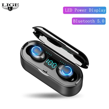 

LIGE Wireless Earphone Headsets LED Power Display Wireless Bluetooth V5.0 Headphones Automatic pairing TWS Bluetooth Earphones
