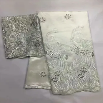 

most beautiful Silk lace (5+2Y)Fabric Satin For Dress new arrival African silk velvet fabric good quality for gold ! LXE071607