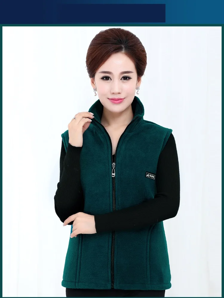 Plus Size Middle-aged Mother Stand Collar Vest Jacket Short Polar Fleece Sleeveless Outwear Warm Female Casual Waistcoat Tops north face parka