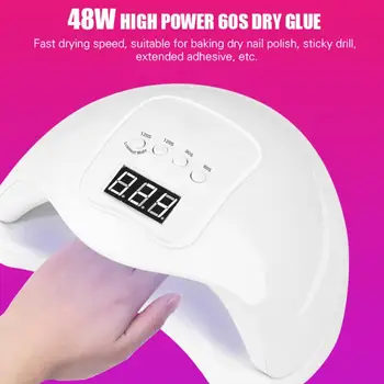 

48W Durable Nail Dryer Lamp UV LED Infrared Quick Drying Battery Powered Manicure Gel Varnish Light Nail Art Tools