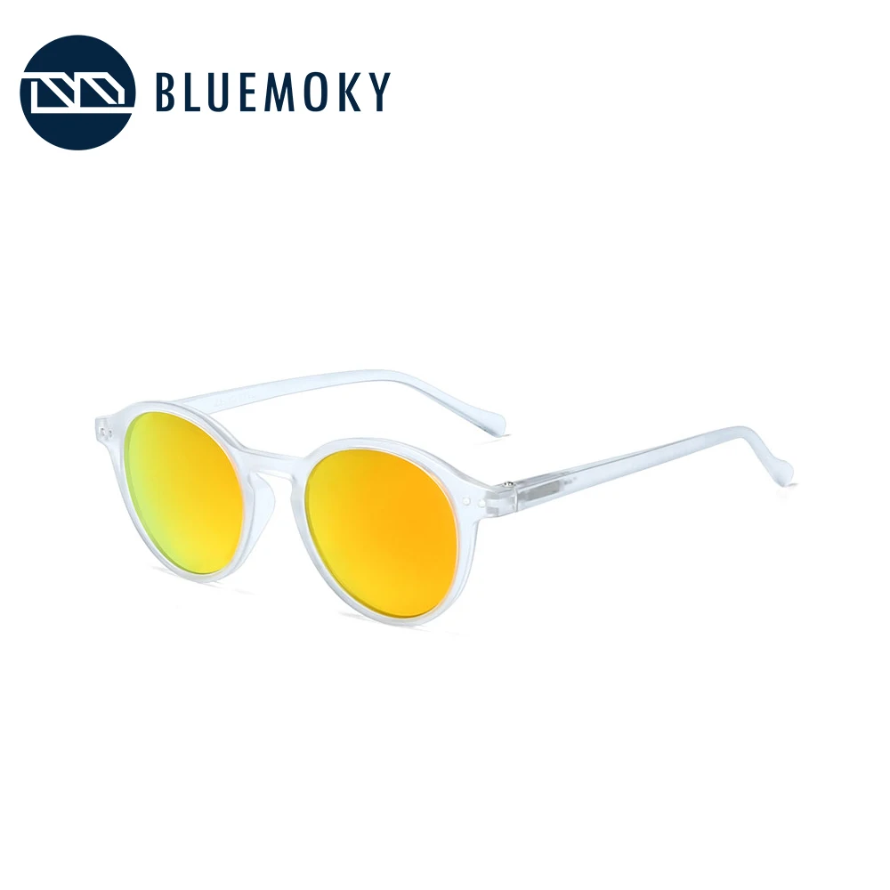BLUEMOKY, солнцезащитные очки для мужчин и женщин, Ретро стиль, круглая оправа, светильник, Полароид, линзы, дизайнерские, модные солнцезащитные очки, UV400, BT4203 - Цвет линз: 003