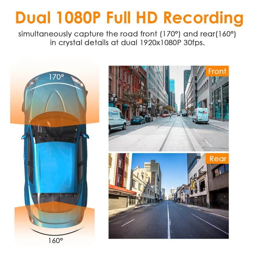 Vantrue S1 видеорегистратор с двумя фронтальными и задними камерами 1080P