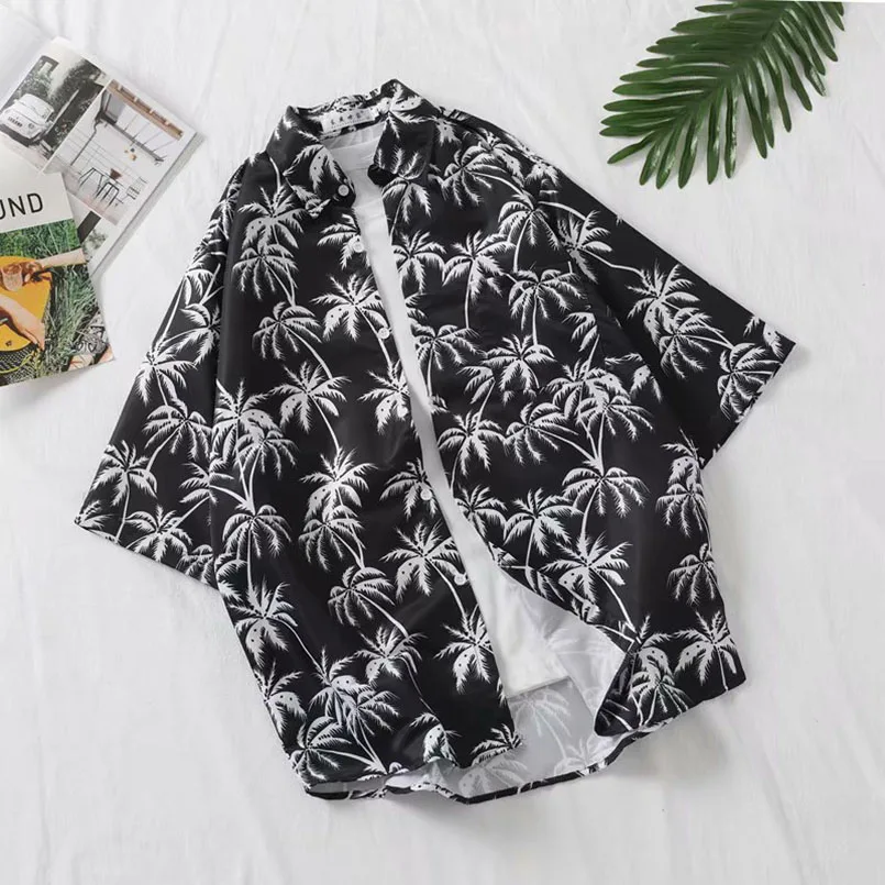Hawaii Beach Shirt Men Quick Dry Summer Short Sleeve Male Print Casual Shirts Floral Loose Korean Clothing 2025 Vintage 4