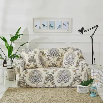 

46 Polyester and Spandex Soft Stretch Slipcovers Printed Couch Sofa Cover Washable Micro Fiber Furniture Protector with Elastic