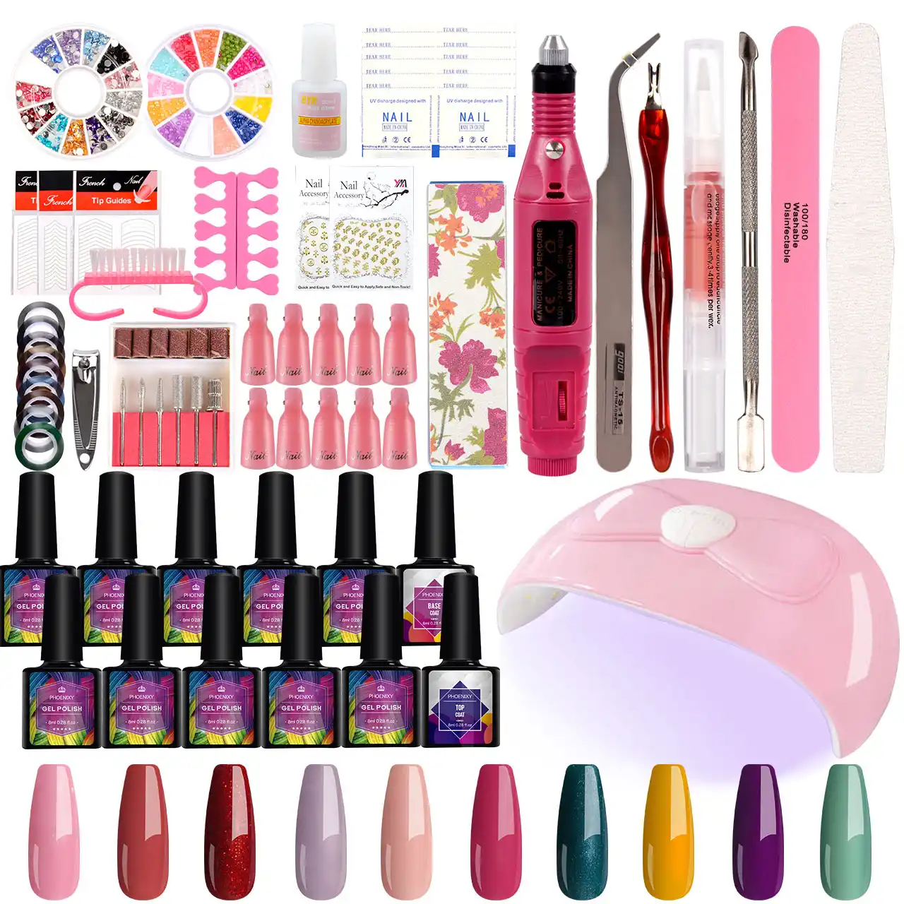 conjunto de esmalte de unas con lampara secadora led de 54w kit de barniz semipermanente para diseno de unas herramientas de manicura