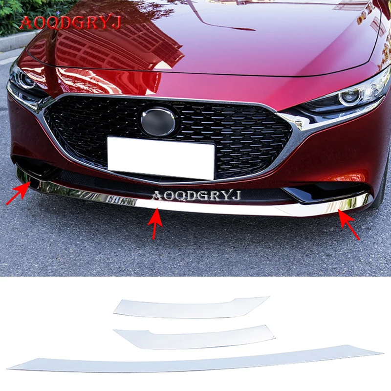 

For Mazda 3 Axela Sedan 2019-2020 Stainless Steel Chrome Front Bumper Lip Moulding Trim Strips Covers